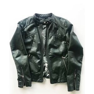 Hip Guess dark green vegan leather jacket